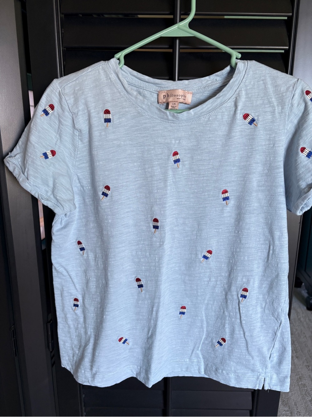 Philosophy Light Blue Popsicle Embroidered Tee